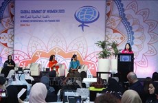 Вице-президент Во Тхи Ань Суан выступает на Глобальном саммите женщин 2023 г.