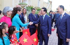 Президент Во Ван Тхыонг встретился с зарубежными вьетнамцами и итальянскими друзьями