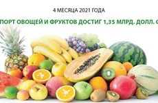 За 4 месяца 2021 года экспорт овощей и фруктов достиг 1,35 млрд. долл. США