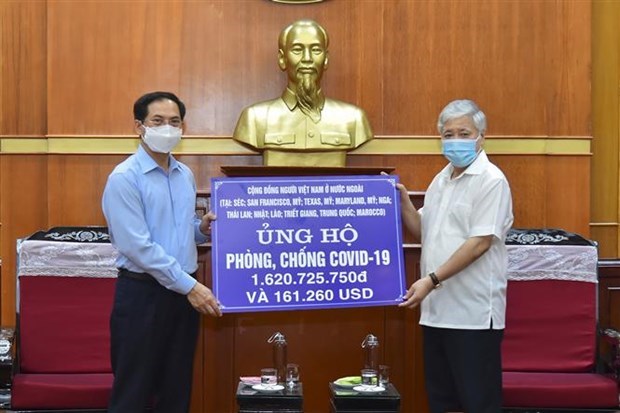 Министр иностранных дел Буи Тхань Шон передал 6,2 миллиарда донгов от зарубежных вьетнамцев на поддержку контроля эпидемии hinh anh 1