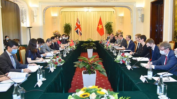 Министр иностранных дел Буи Тхань Шон провел переговоры с первым министром, министром иностранных дел и развития Великобритании Доминик Рааб hinh anh 1