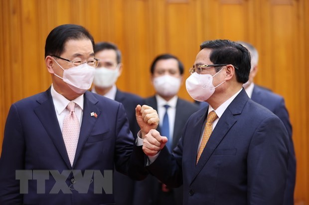 Премьер-министр Фам Минь Тьинь принял министра иностранных дел Южнои Кореи Чон Ы Ена hinh anh 1