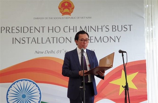 Торжественная церемония закладки памятника Президенту Хо Ши Мину в Нью-Дели hinh anh 1
