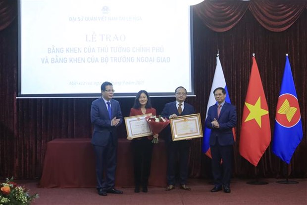 Министр иностранных дел Вьетнама встретился с представителями вьетнамскои общины в России hinh anh 2