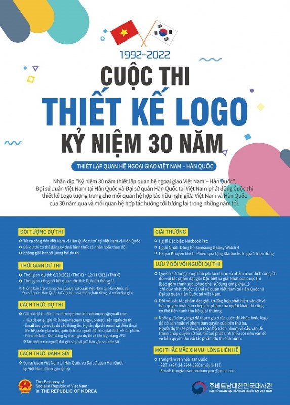 Конкурс на дизаин логотипа в честь 30-летия дипломатических отношении Вьетнама и РК hinh anh 1