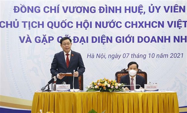 Председатель Национального собрания Выонг Динь Хюэ встретился с представителями предпринимательского круга hinh anh 2