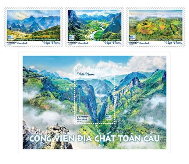 Выпущена коллекция марок трех глобальных геопарков во Вьетнаме hinh anh 1