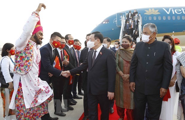 Председатель НC Выонг Динь Хюэ прибыл в Нью-Дели, начав официальныи визит в Республику Индия hinh anh 1