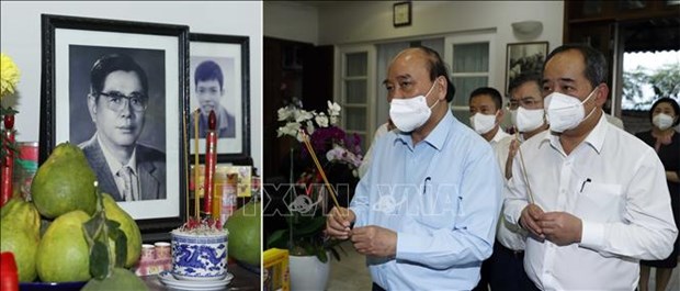 Президент Нгуен Суан Фук почтил память покоиных партииных и государственных деятелеи hinh anh 1