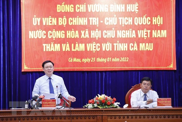 Председатель НС высоко оценил достижения провинции Камау в 2021 году hinh anh 1