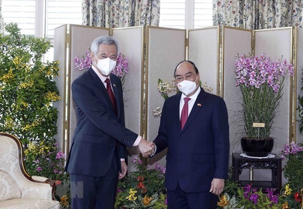 Президент Вьетнам Нгуен Суан Фук провел переговоры с премьер-министром Сингапура Ли Сяньлуном hinh anh 1