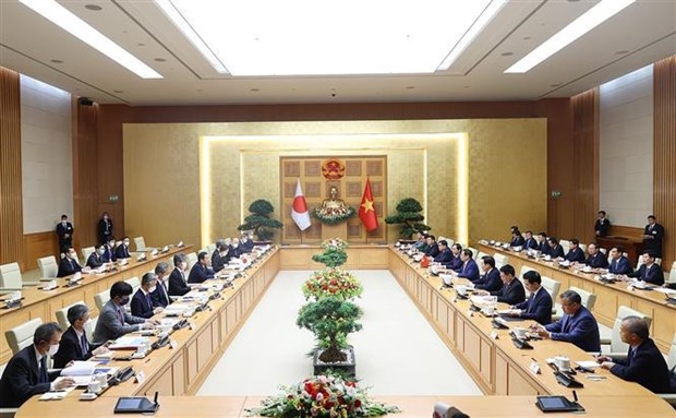Премьер-министры Вьетнама и Японии провели переговоры hinh anh 1