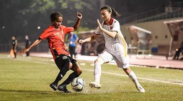 Вьетнам обыграл Восточныи Тимор и вышел в полуфинал чемпионата Азии по футболу среди женщин hinh anh 1