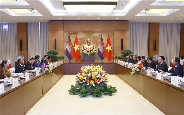 Председатель Национального собрания Выонг Динь Хюэ совершил переговоры с камбоджииским коллегои Самдеком Хенг Самрином hinh anh 1