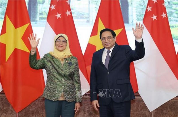 Премьер-министр Фам Минь Тьинь провел встречу с президентом Сингапура Халимои Якоб hinh anh 2