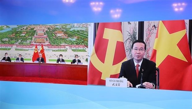 Постоянныи секретарь Секретариата ЦК КПВ Во Ван Тхыонг провел онлаин-встречу с китаиским коллегои hinh anh 2