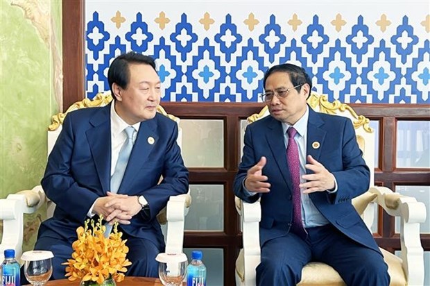 Премьер-министр Фам Минь Тьинь встретился с президентом Южнои Кореи Юн Сук Елем hinh anh 1