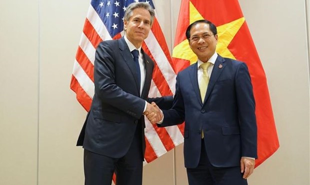 Министр иностранных дел встретился с высшими дипломатами США и Японии hinh anh 1