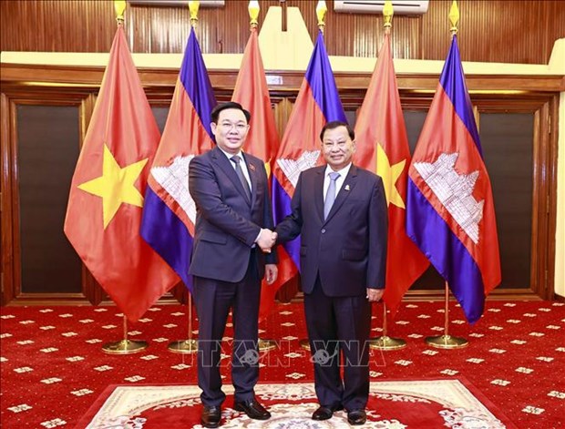Председатель НC Выонг Динь Хюэ имел встречу с председателем Сената Камбоджи Самдеком Саи Чхумом hinh anh 1