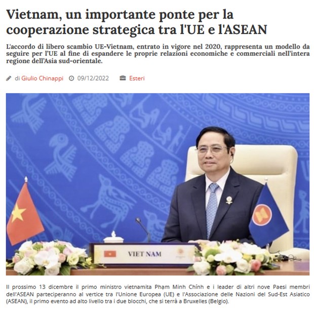 Итальянские СМИ оценили связующую роль Вьетнама в отношениях АСЕАН и ЕС hinh anh 1