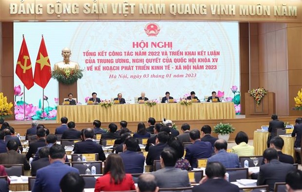 Генеральныи секретарь ЦК КПВ Нгуен Фу Чонг: Воспользоваться возможностями, успешно реализовать социально-экономические цели в 2023 году hinh anh 2