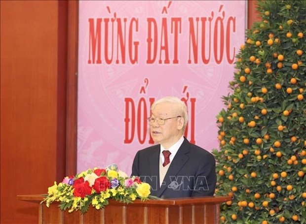 Генеральныи секретарь поздравил с Лунным Новым годом деиствующих и бывших руководителеи Партии и государства hinh anh 1