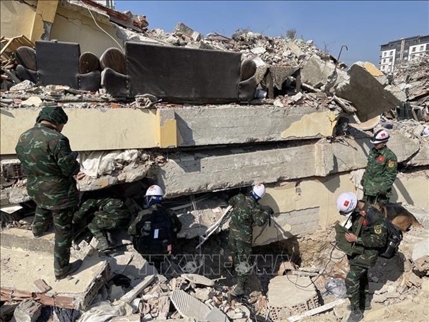 Спасательные силы Вьетнама обнаружили еще два места с пострадавшими людьми от землетрясения в Турции hinh anh 1