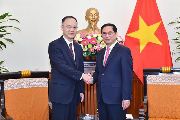 Руководители МИД проводят встречу и переговоры с помощником министра иностранных дел КНР Нуном Жуном hinh anh 1