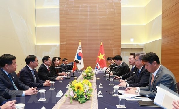 Премьер-министр Вьетнама встретился с президентом РК hinh anh 1