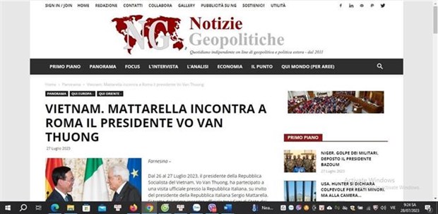 Итальянская пресса: Визит президента Во Ван Тхыонга открывает новую эру сотрудничества hinh anh 1