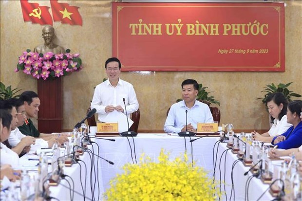 Президент государства совершил рабочую поездку в провинцию Биньфыок hinh anh 1