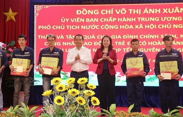 Вице-президент Во Тхи Ань Суан посетила семьи льготнои категории в Лонгане и вручила им подарки hinh anh 1