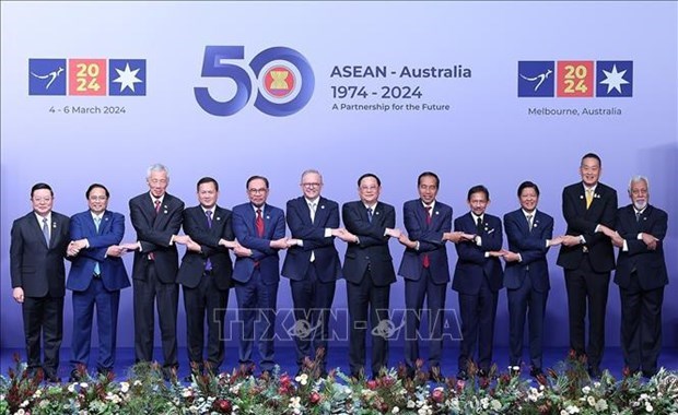 Состоялась церемония приветствия глав делегации на Специальном саммите АСЕАН-Австралия hinh anh 2