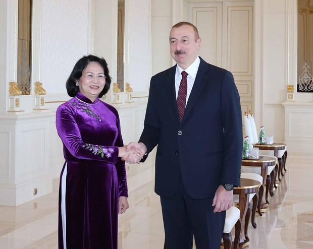 Вице-президент Вьетнама Данг Тхи Нгок Тхинь встретилась с Президентом Азербаиджана Ильхамом Алиевым hinh anh 1